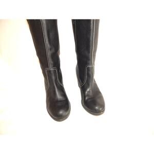 TIMBERLAND Black Leather Boots Size 8.5 Pull On WaterProof